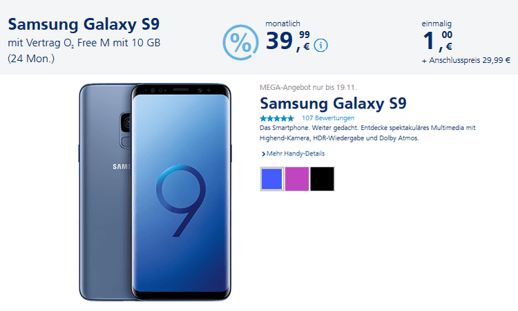 Samsung Galaxy S9 Bei O2 Bestellen Das Galaxy S9 Zu O2 Free